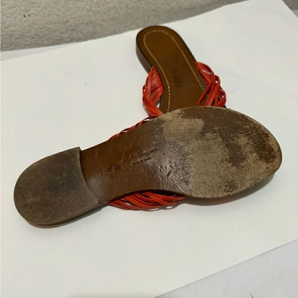 Salvatore Ferragamo Sandals 8 B Red Leather Strappy flats